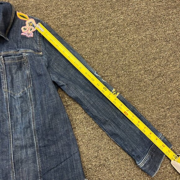Chicos Long Sleeve Floral Embroidered Applique Denim Jacket Ladies Size 2 / L - Picture 11 of 16